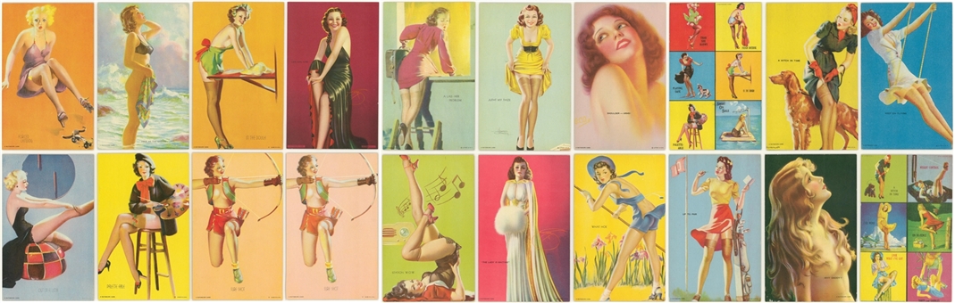 1940-1942 Mutoscope Arcade Cards Complete Sets Trio (3 Different) Featuring "Glamour Girls", "All-American Girls" and "Yankee Doodle Girls"
